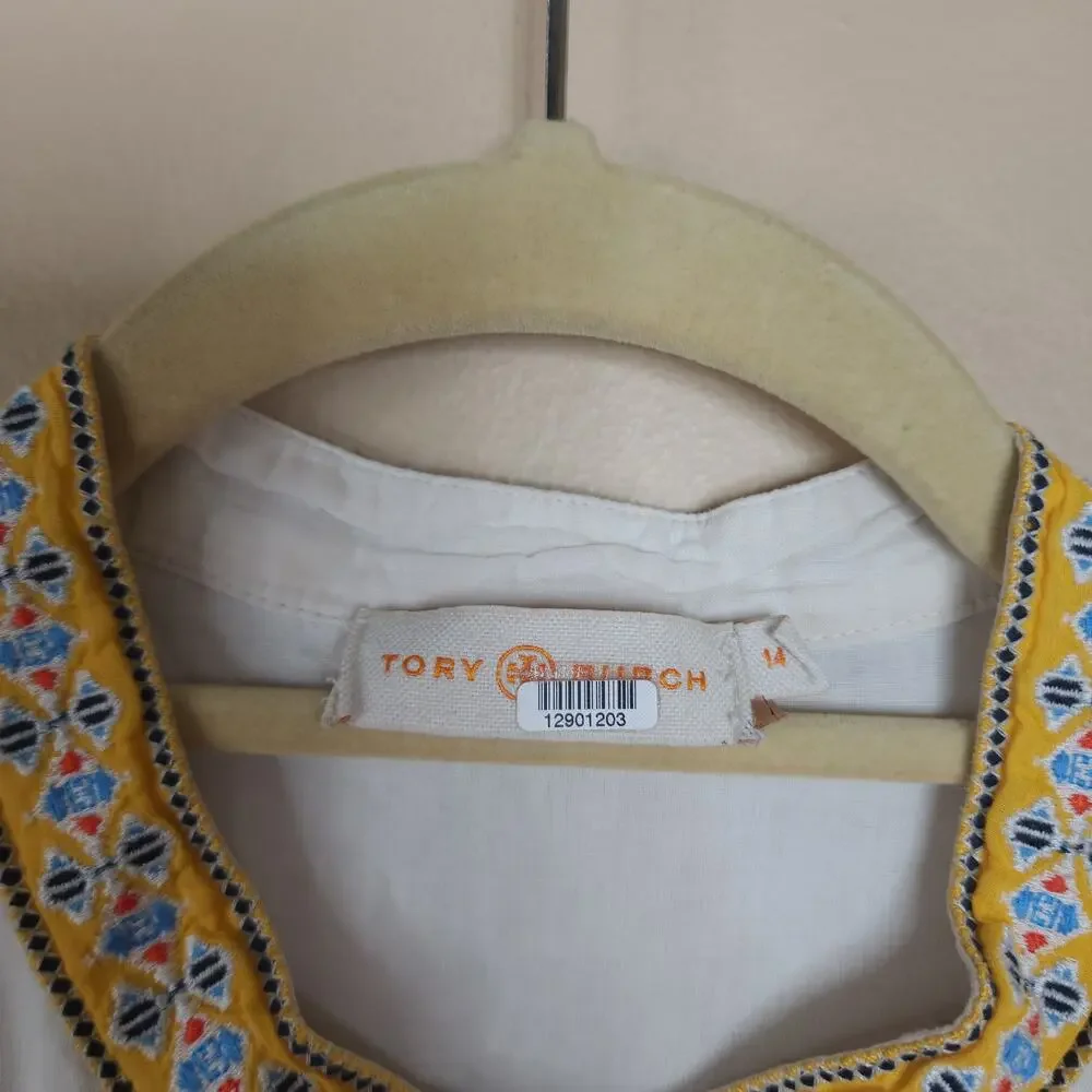 Tory Burch Embroidered Adriana Dress Size 14 DAMAGED